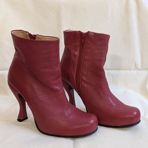 John Fluevog red heeled booties size 8